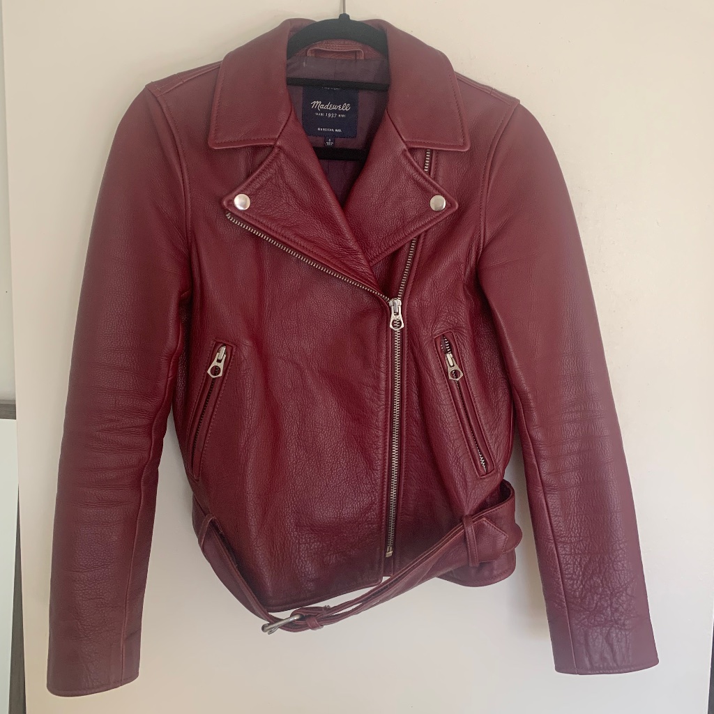Madewell Wine-Red Leather Moto Jacket